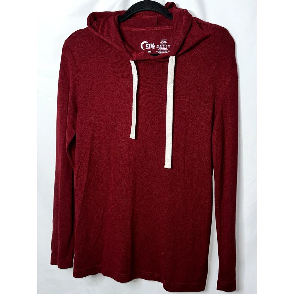 Zyia Active Womens Size XXS Maroon Hooded Long Sleeve Activewear
